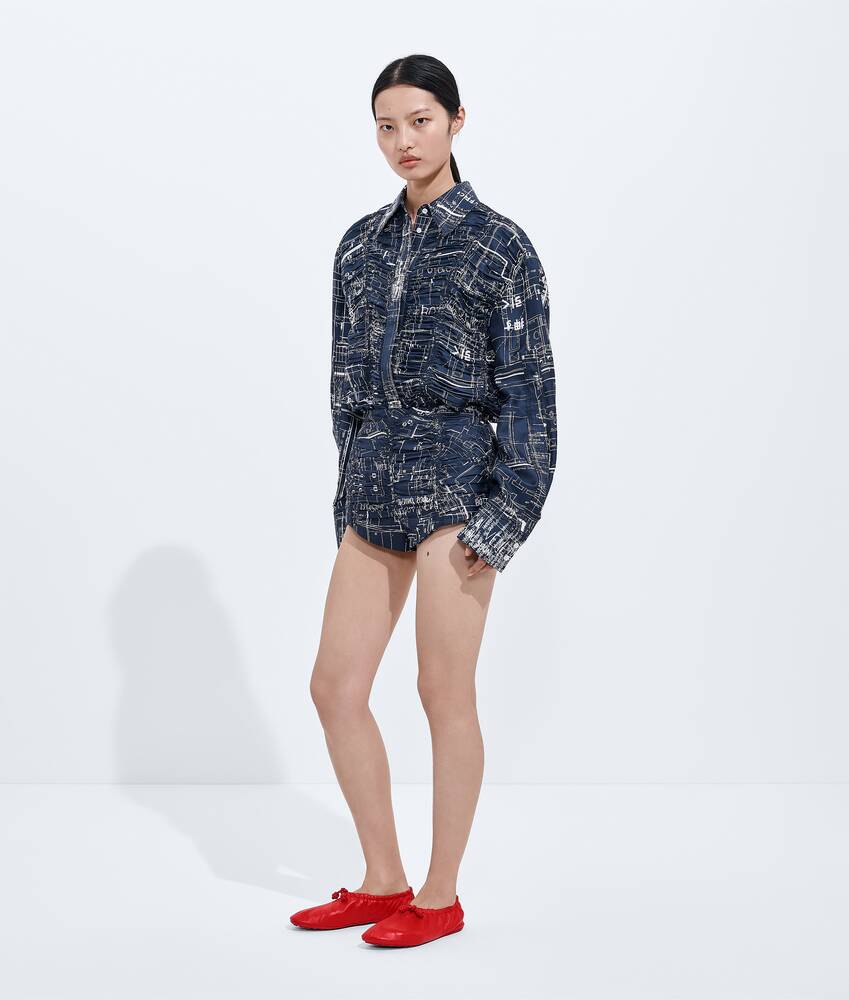 Women's Printed Silk Twill Body in Midnight blue/chalk Bottega Veneta United States EN - Image 2