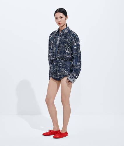 Women's Printed Silk Twill Body in Midnight blue/chalk Bottega Veneta Canada EN - Image 2