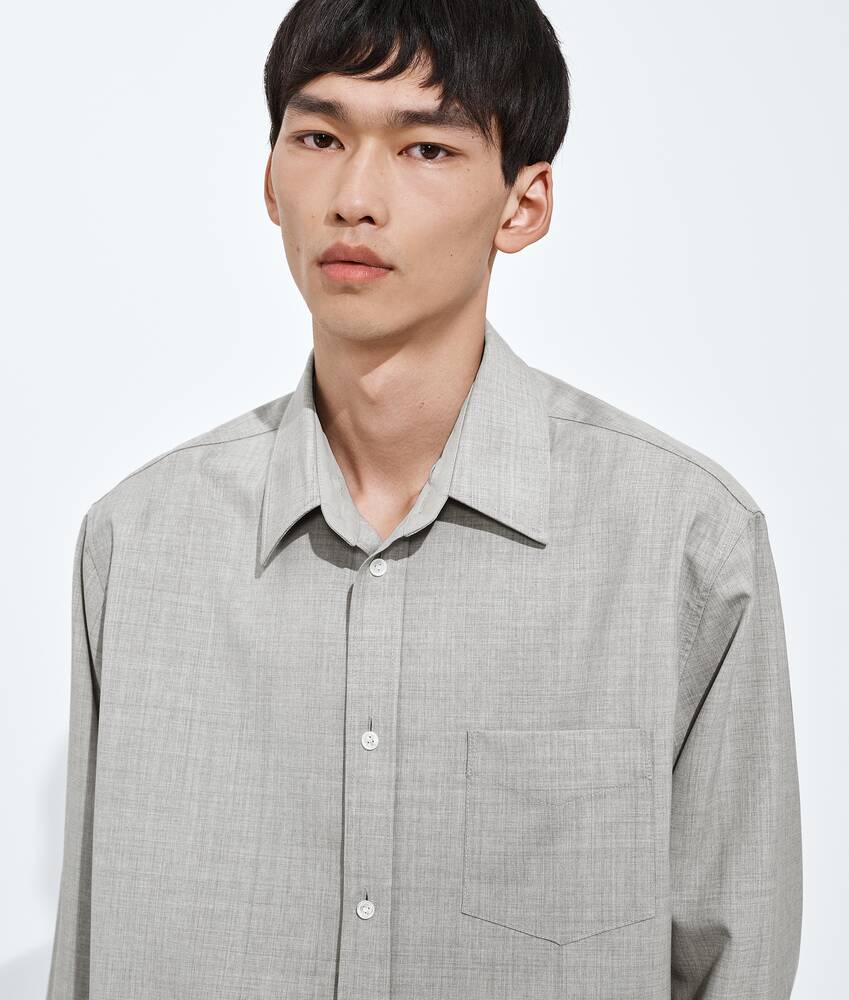 Men's Light Wool Toile Hooded Shirt in Light gray melange Bottega Veneta Latvia EN - Image 4