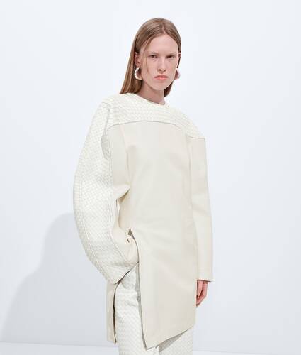 Women's Leather Dress in Parchment Bottega Veneta Belgium EN - Image 1