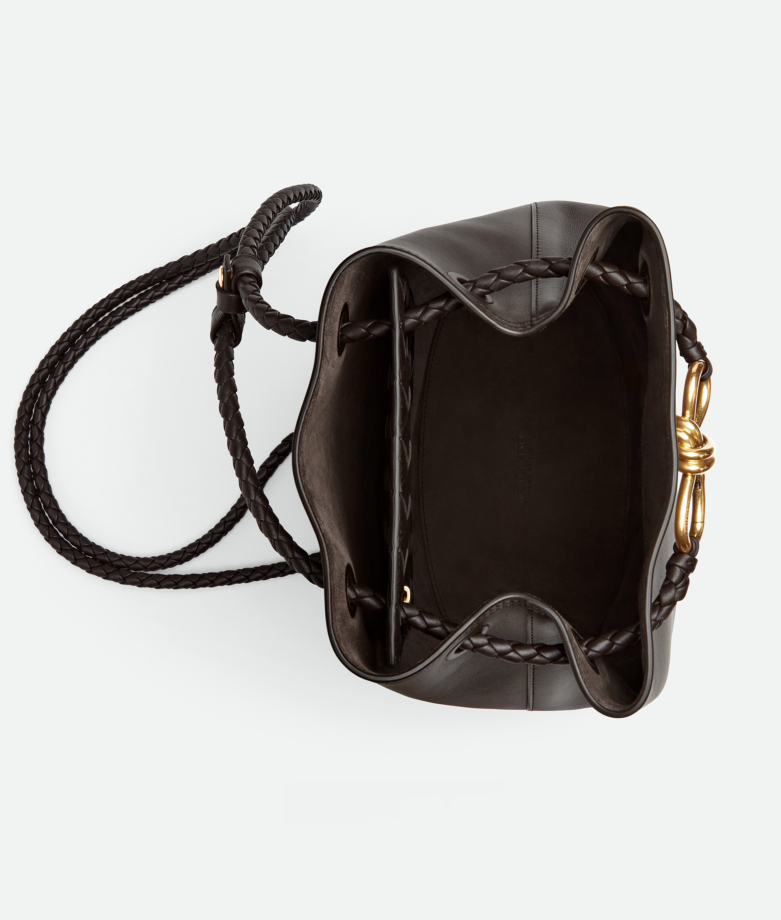 Bottega Veneta Leather Andiamo Backpack In Brown