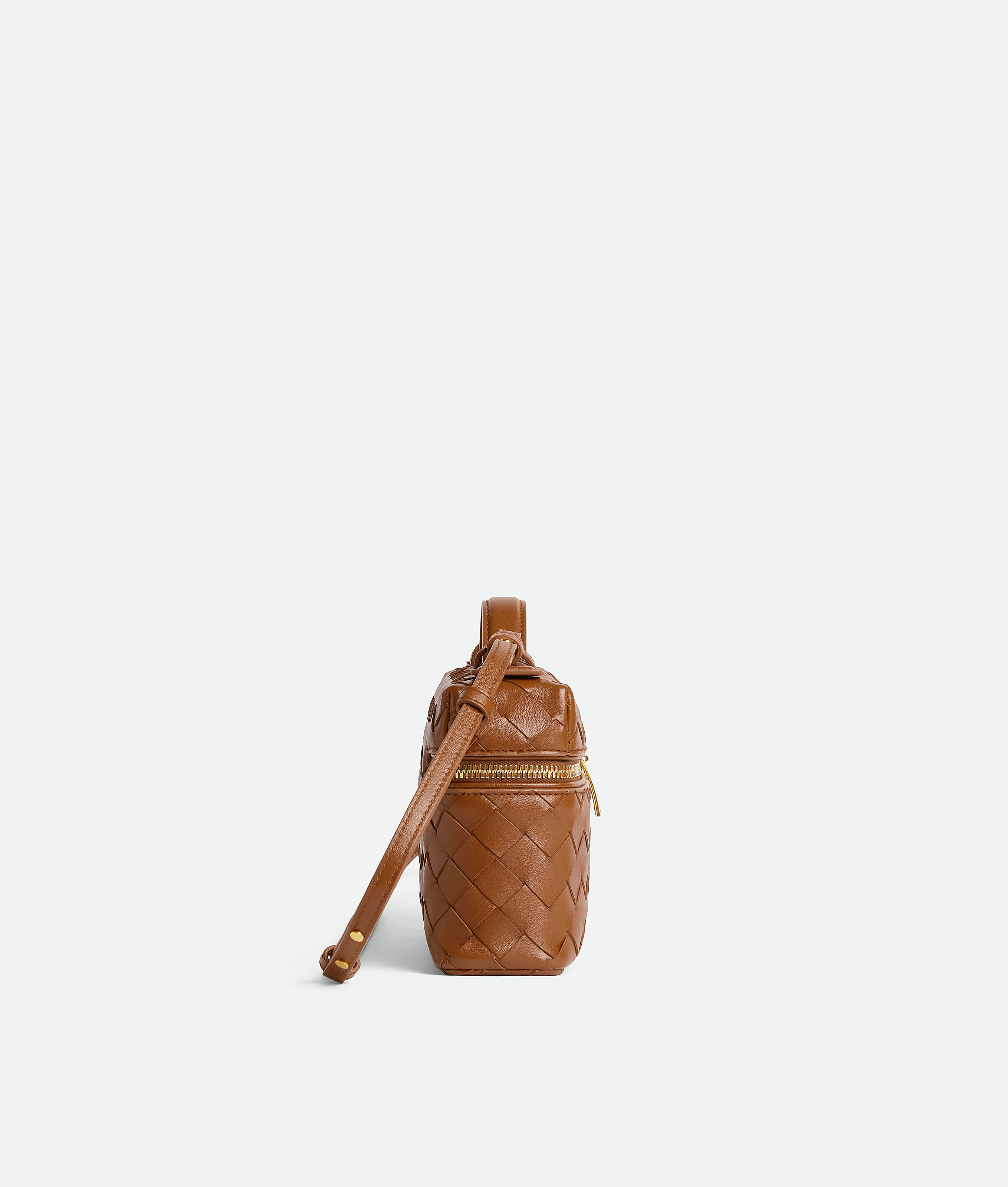 Bottega Veneta Women Bang Bang Leather Vanity-case With Intrecciato Motif In Brown