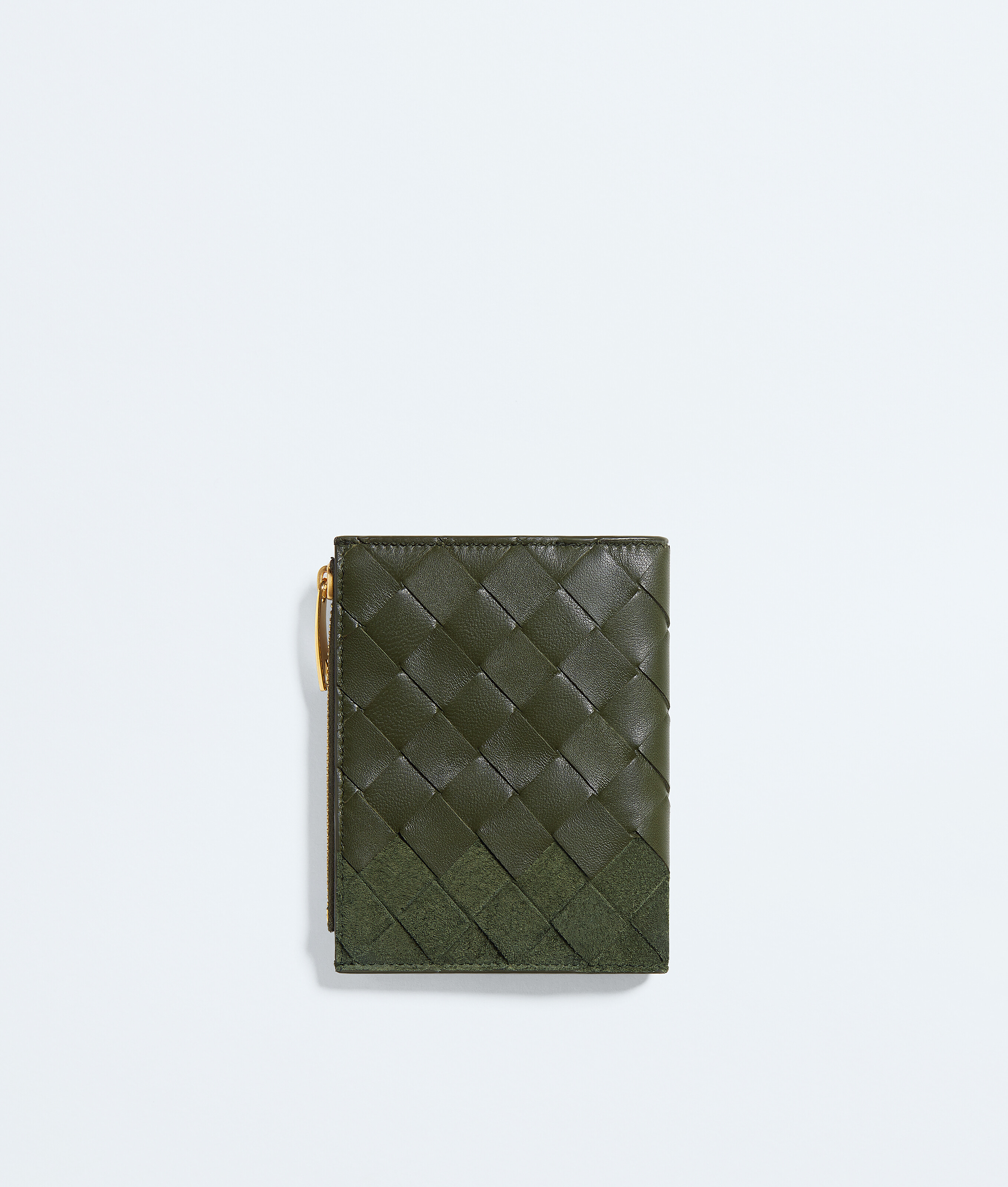 Women's Intrecciato Small Bi-Fold Wallet in Green tweed Bottega Veneta Luxembourg EN - Image 3