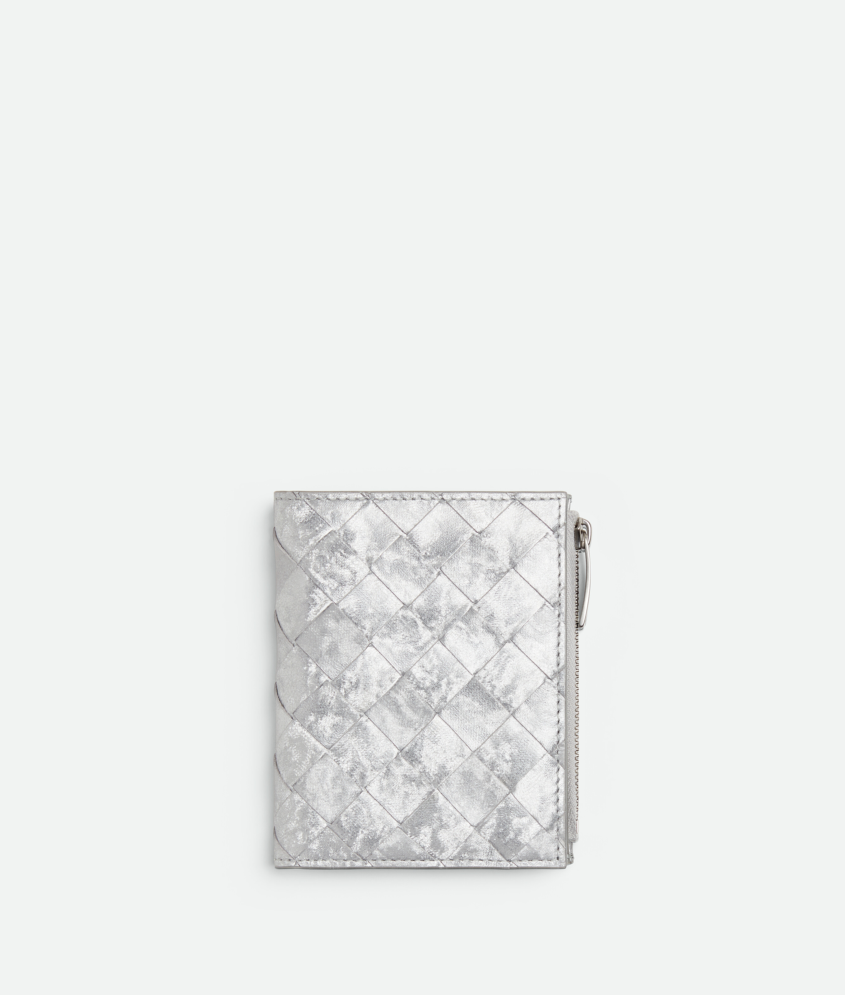 Bottega Veneta Intrecciato Small Bi-fold Wallet In Metallic