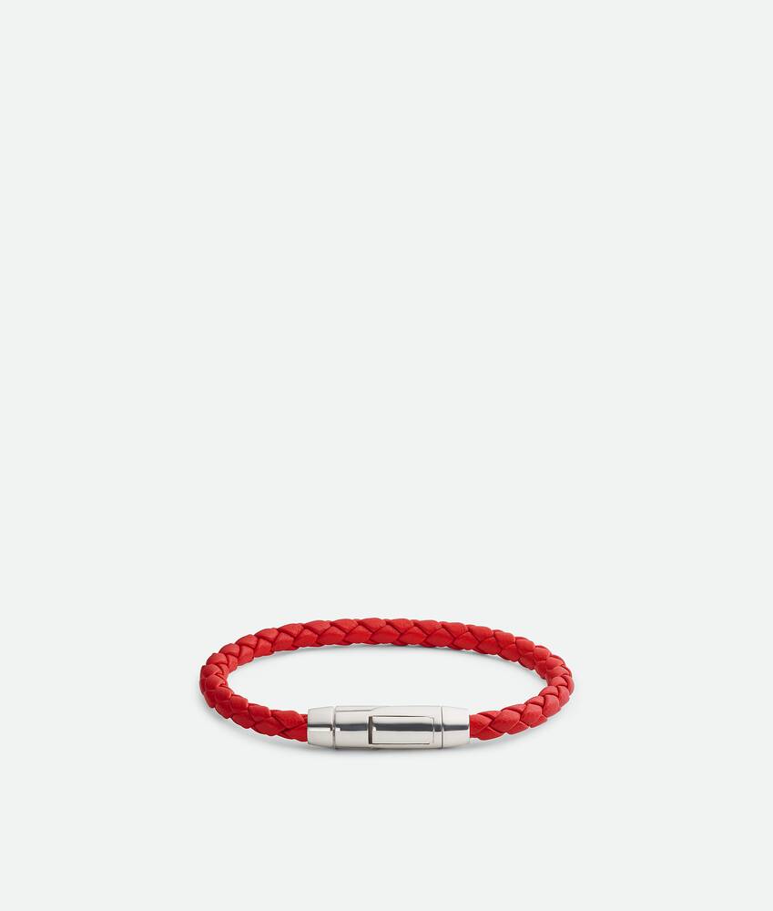 Men's Braid Leather Bracelet in Redstone Bottega Veneta Macao SAR China EN - Image 3