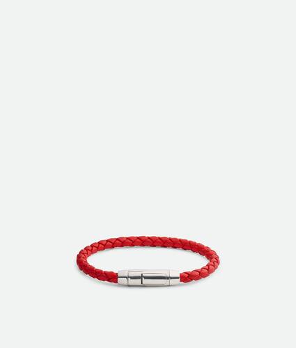 Men's Braid Leather Bracelet in Redstone Bottega Veneta Sweden EN - Image 3