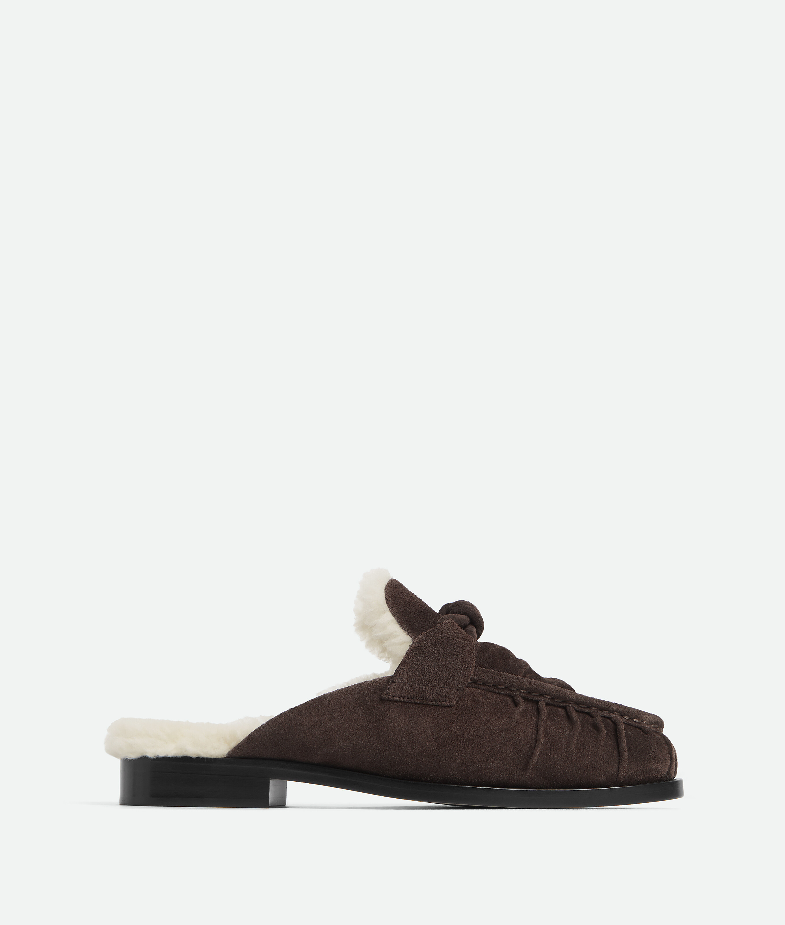 Bottega Veneta Suede-shearling Astaire Mules In Brown