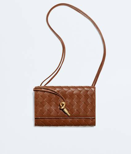 Women's Andiamo Pouch on Strap in Tannin Bottega Veneta Brazil EN - Image 1