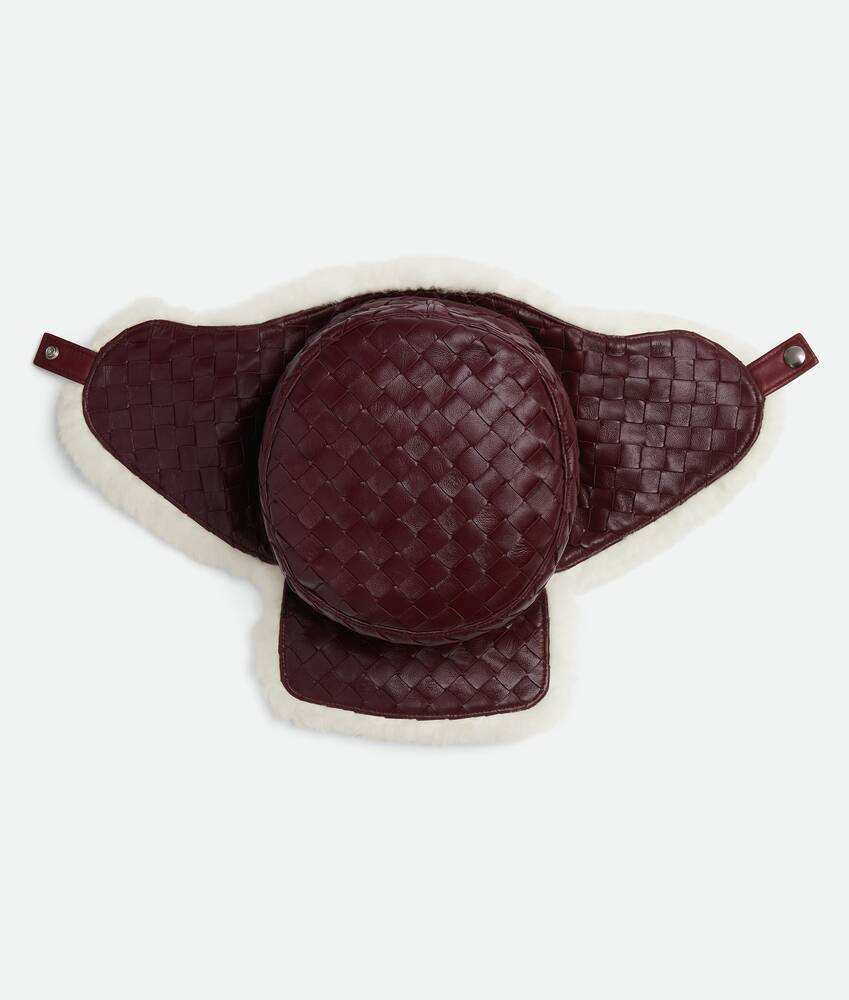 Display a large version of the product image 4 - Intrecciato Leather Aviator Hat