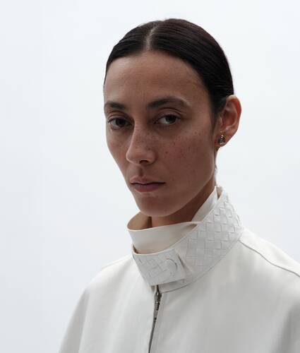 Women's Papery Leather Blouson in White Bottega Veneta Sweden EN - Image 4