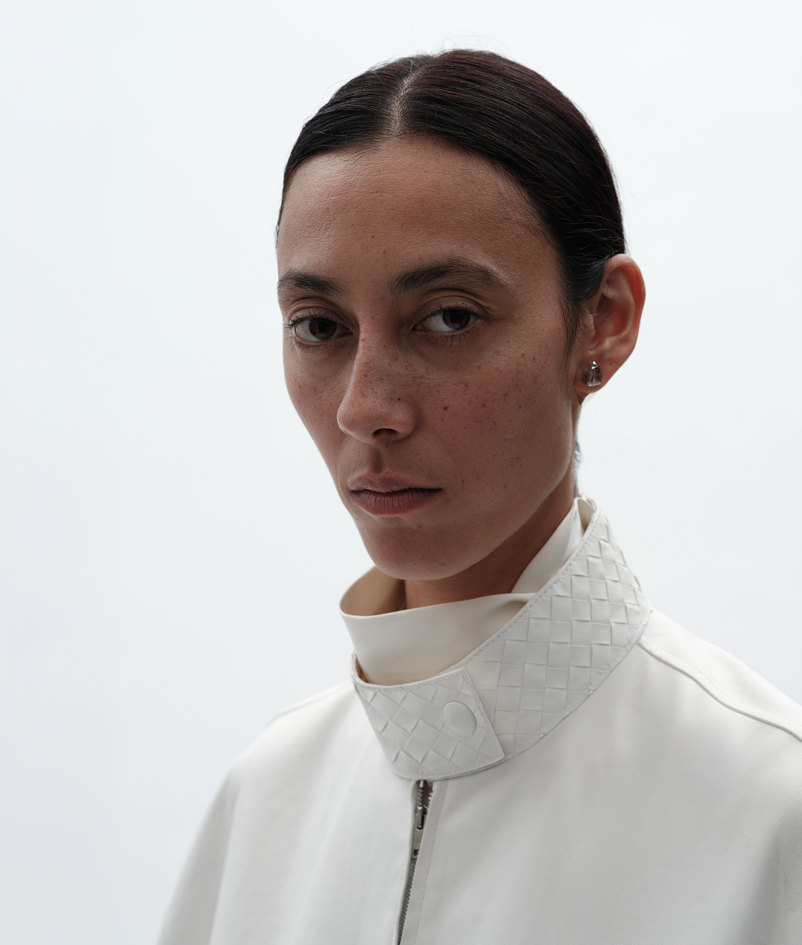 Women's Papery Leather Blouson in White Bottega Veneta Luxembourg EN - Image 4