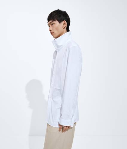Men's Cotton Poplin Pinstripes Shirt in White/blue Bottega Veneta Canada EN - Image 2