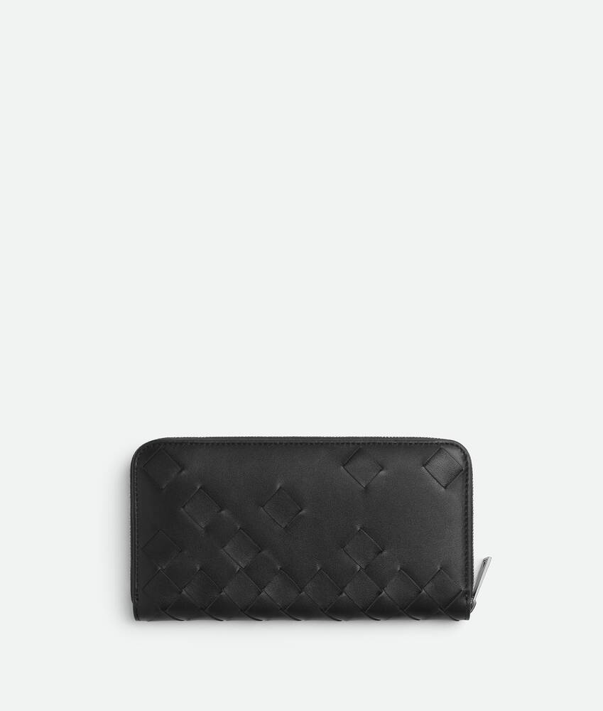 ブラックイントレチャート ジップアラウンドウォレット| Bottega