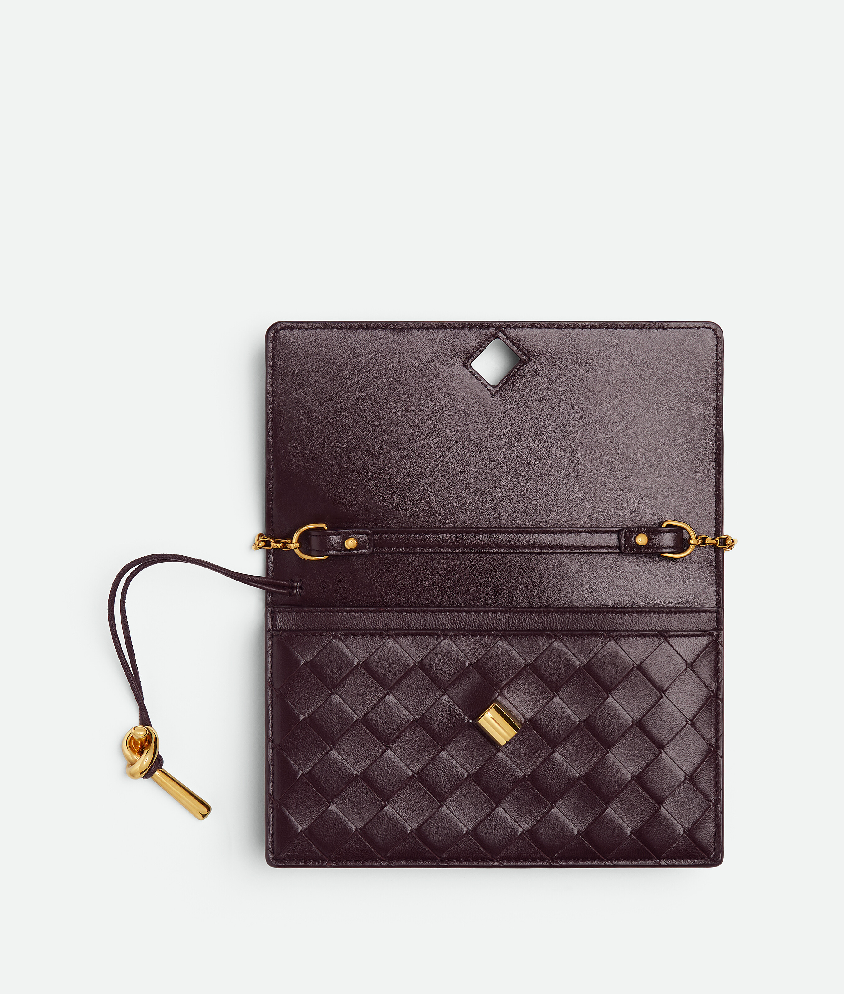 Bottega Veneta Andiamo Wallet On Chain In Burgundy