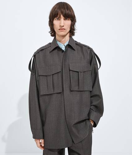 Men's Wool And Mohair Shirt in Desert/gray melange Bottega Veneta Bulgaria EN - Image 1