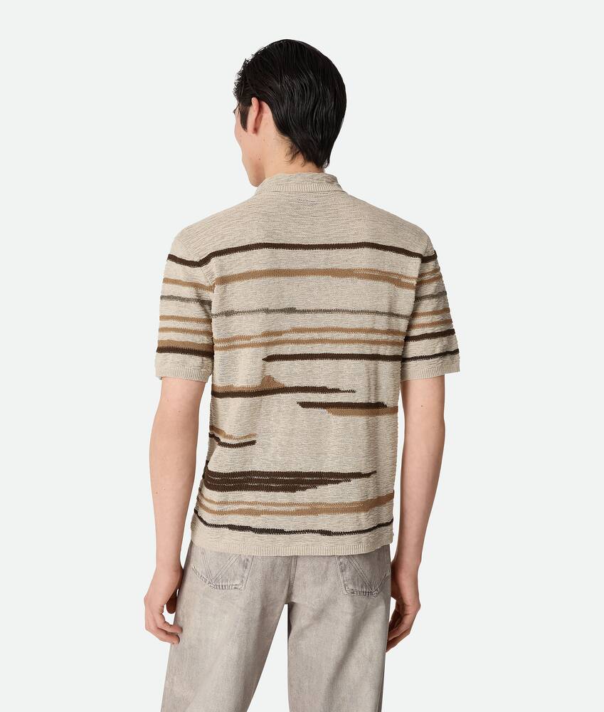 Men's Linen And Cotton Polo in Bone/truffle/chalk Bottega Veneta Japan EN - Image 3
