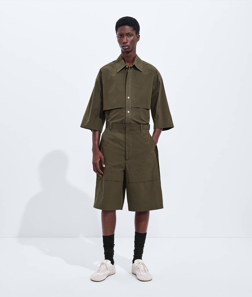 Men's Macro Intreccio Cotton Shorts in Wader green Bottega Veneta Slovakia EN - Image 4