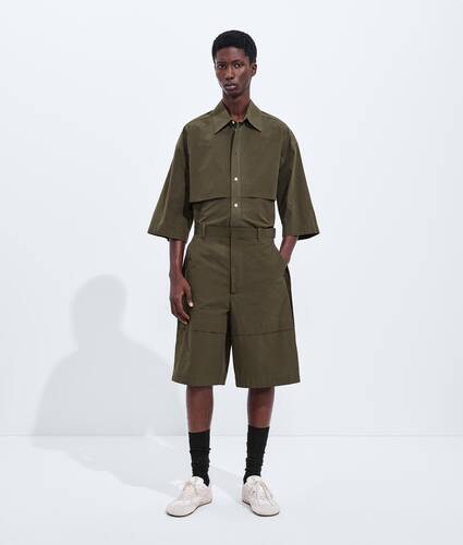 Men's Macro Intreccio Cotton Shorts in Wader green Bottega Veneta Bulgaria EN - Image 4