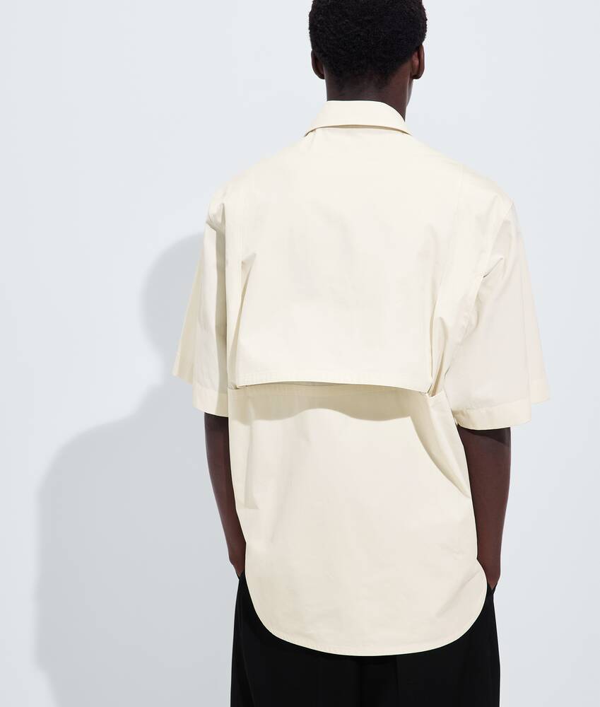 Men's Macro Intreccio Cotton Shirt in Parchment Bottega Veneta Latvia EN - Image 3