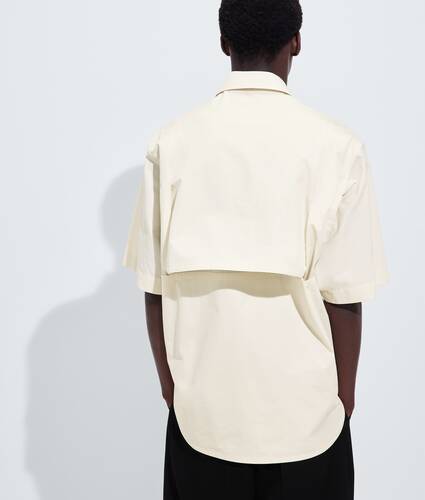 Men's Macro Intreccio Cotton Shirt in Parchment Bottega Veneta Latvia EN - Image 3