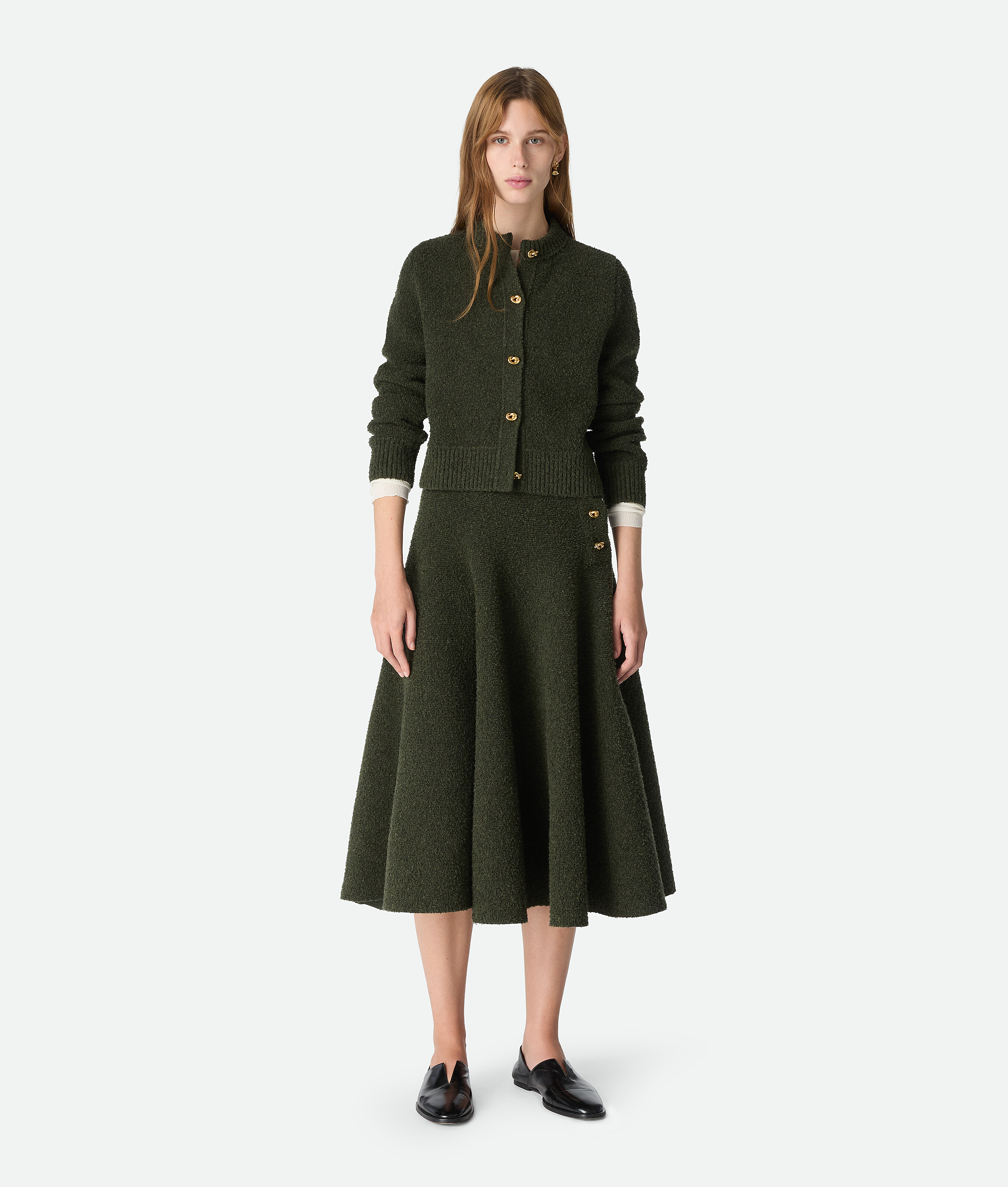 Bottega Veneta Wool Bouclé Skirt In Multi