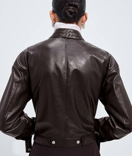 Women's Papery Leather Blouson in Ebony Bottega Veneta United States EN - Image 3