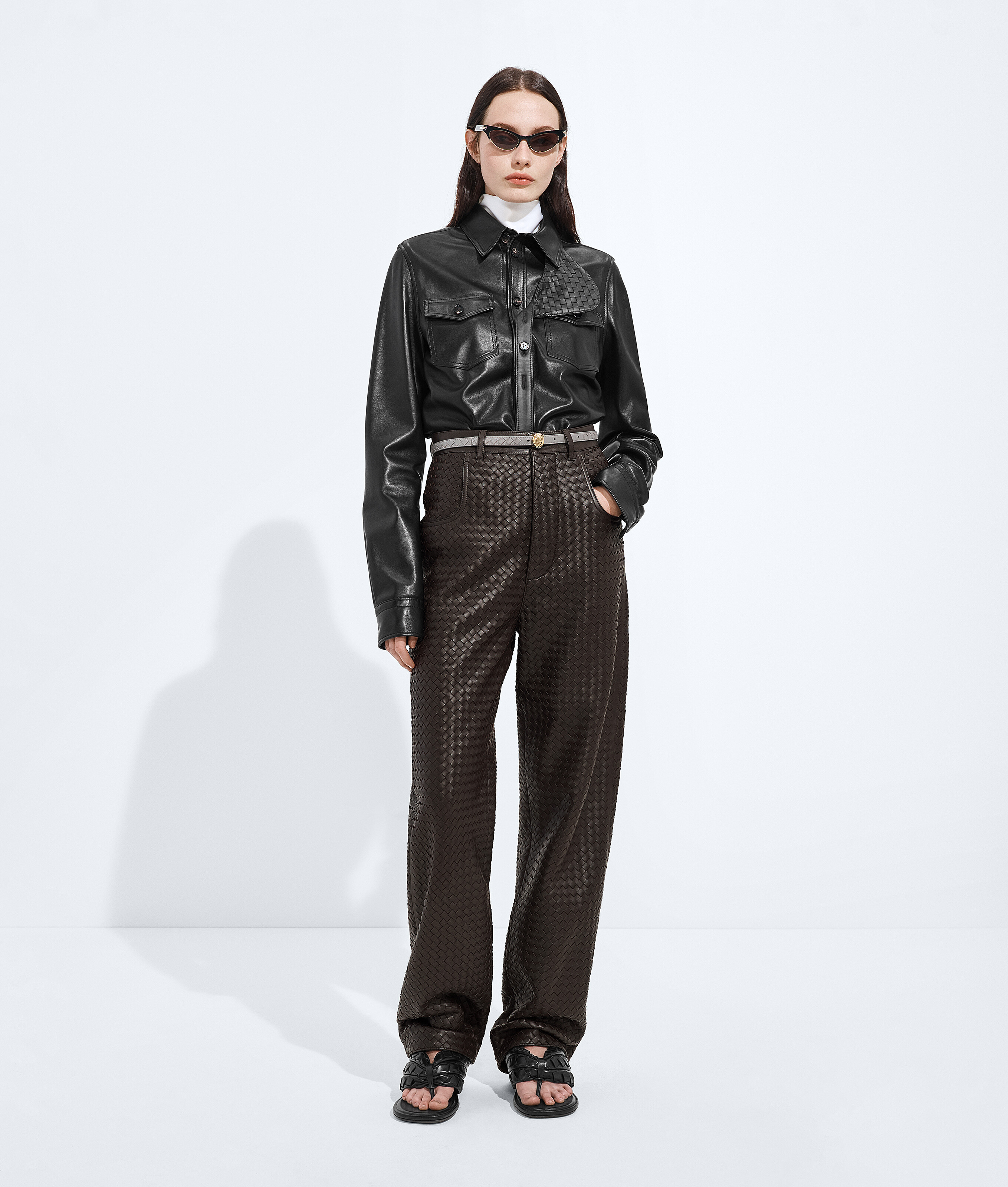 Intrecciato Leather Pants