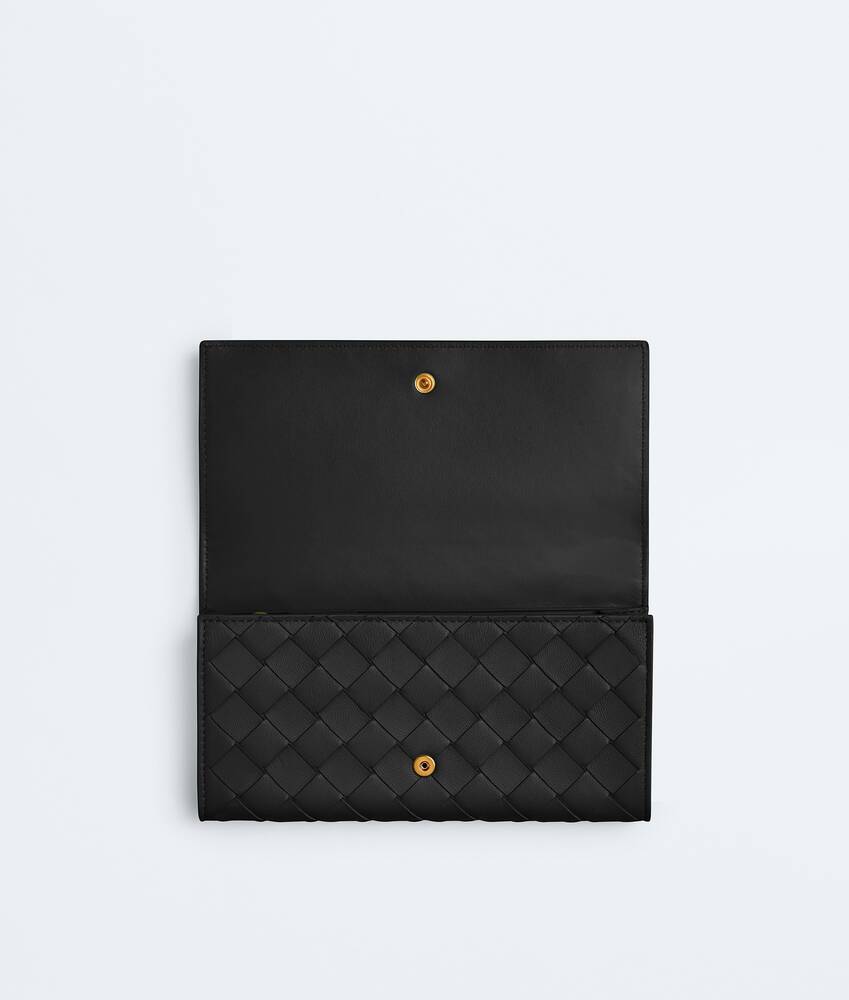 Women's Intrecciato Large Flap Wallet in Black Bottega Veneta France EN - Image 2