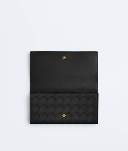 Women's Intrecciato Large Flap Wallet in Black Bottega Veneta Lithuania EN - Image 2