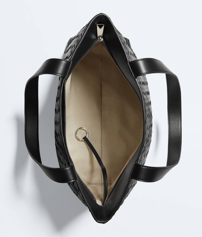 Men's Small Intrecciato Zipped Tote in Black Bottega Veneta United Kingdom EN - Image 3