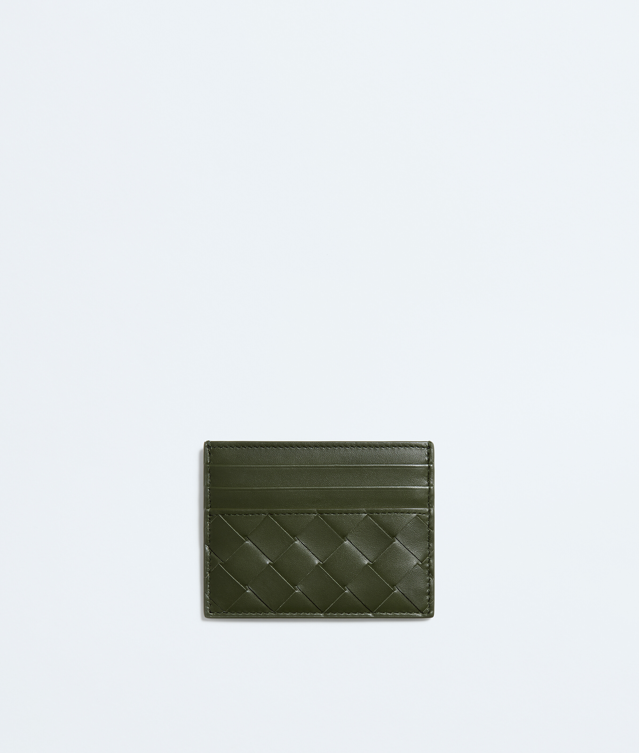 Men's Intrecciato Credit Card Case in Green tweed/mineral Bottega Veneta Luxembourg EN - Image 2