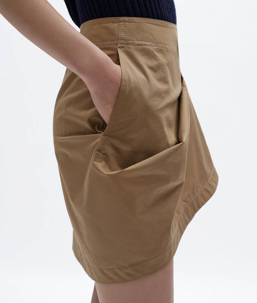 Rock aus kompakter Baumwollpopeline f&uuml;r Damen in Hemp Bottega Veneta &Ouml;sterreich DE - Image 4