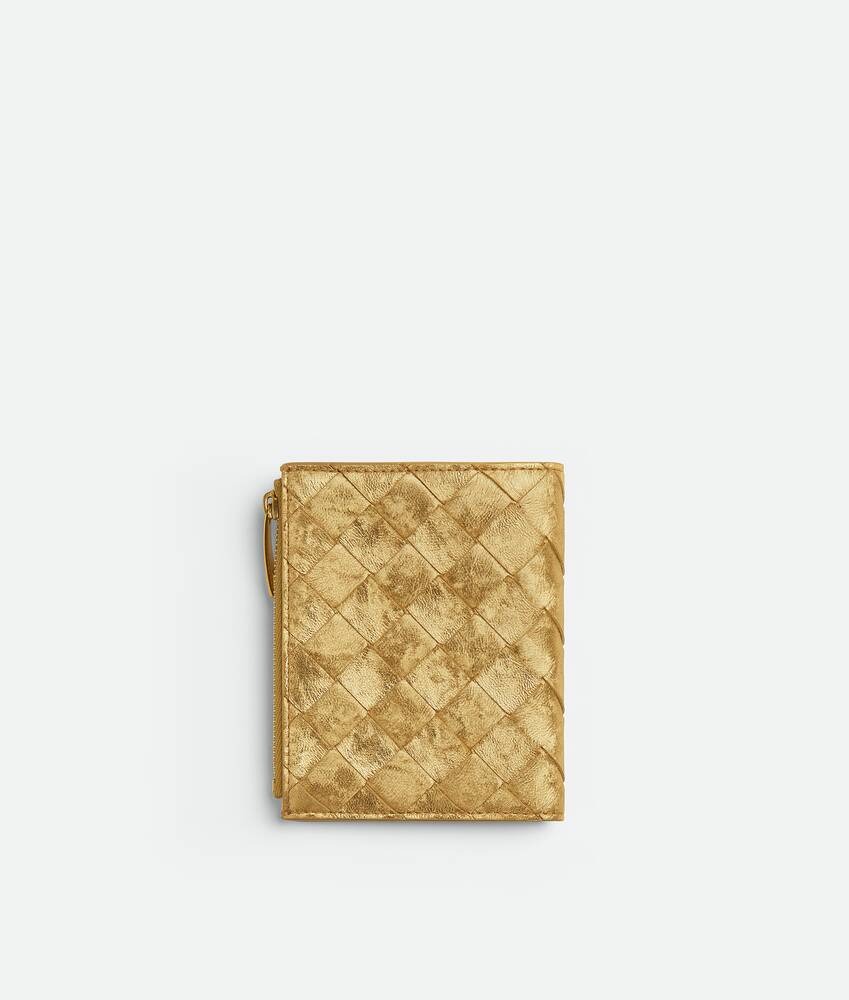 Women's Intrecciato Small Bi-Fold Wallet in Gold Bottega Veneta France EN - Image 3