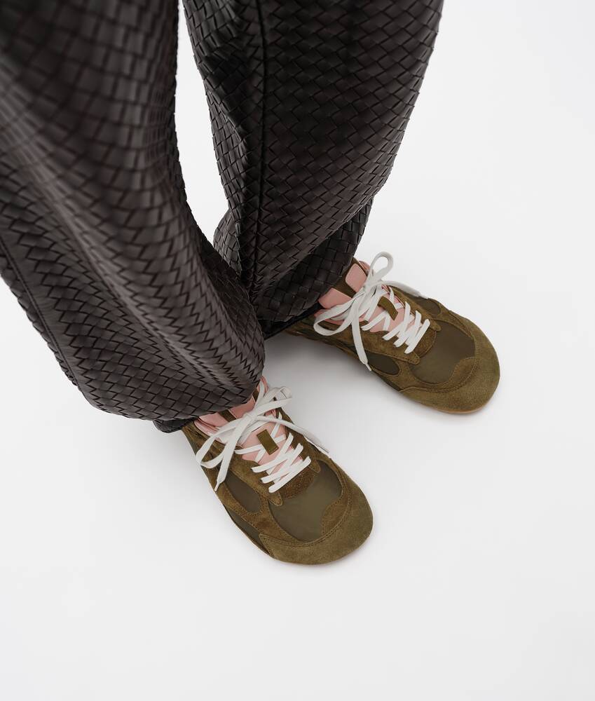 Women's Orbit Flash Sneaker in Olive oil/terra pink Bottega Veneta France EN - Image 2