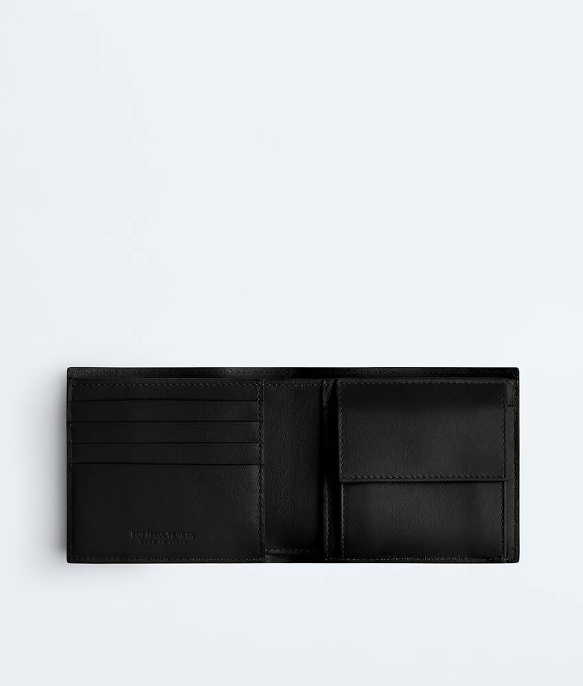 Men's Intrecciato Bi-Fold Wallet With Coin Purse in Black Bottega Veneta France EN - Image 2