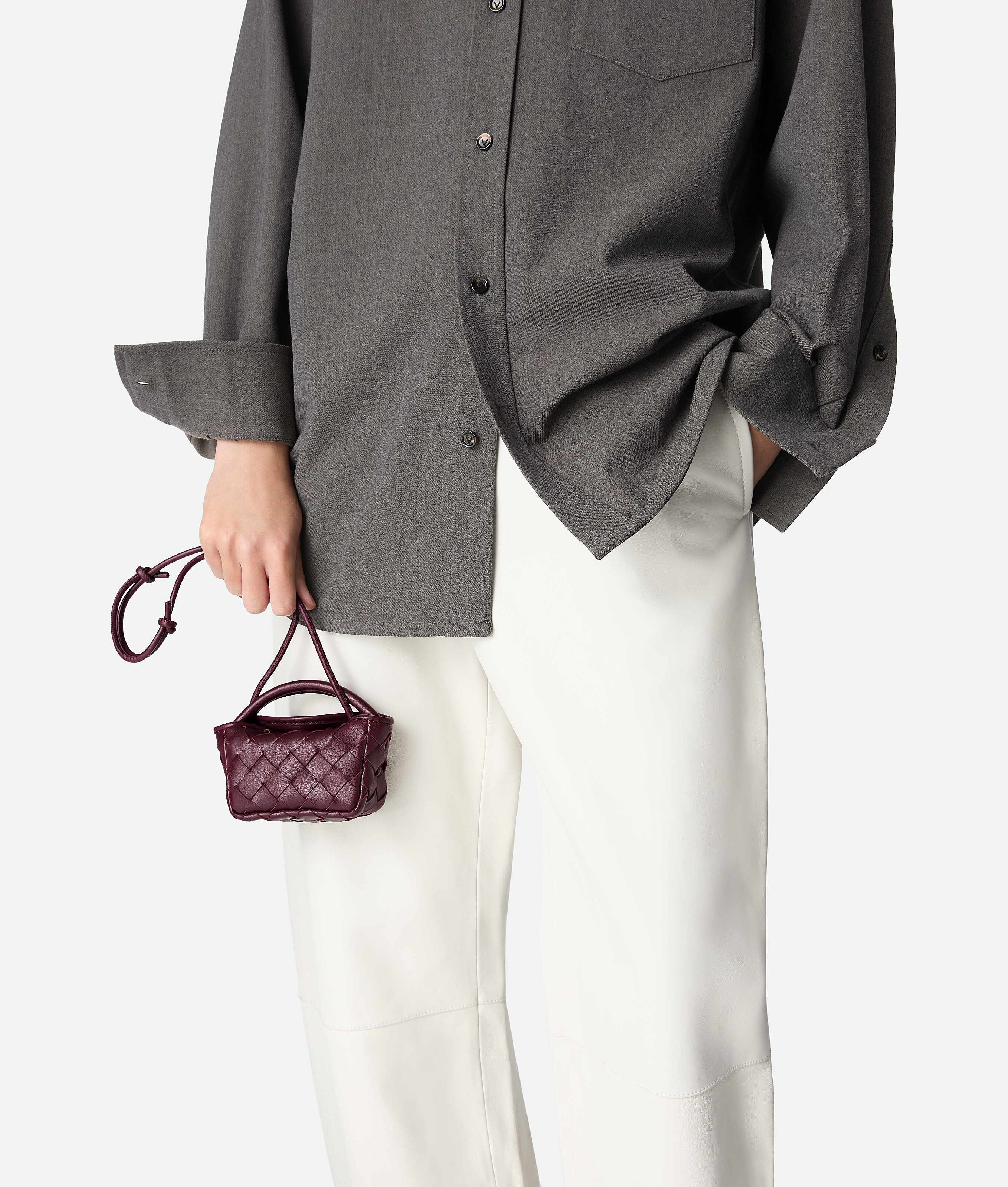 Bottega Veneta Leather Candy Cobble Top-handle Bag In Burgundy