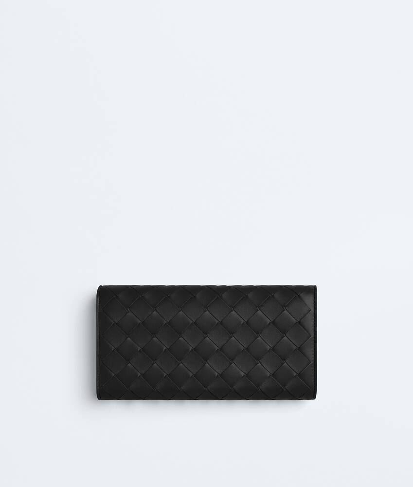 Women's Intrecciato Large Flap Wallet in Black Bottega Veneta France EN - Image 3