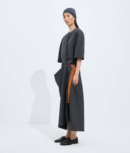 Kleid aus Shetland-Wollgewebe f&uuml;r Damen in Ardoise melange Bottega Veneta Deutschland DE - Image 2