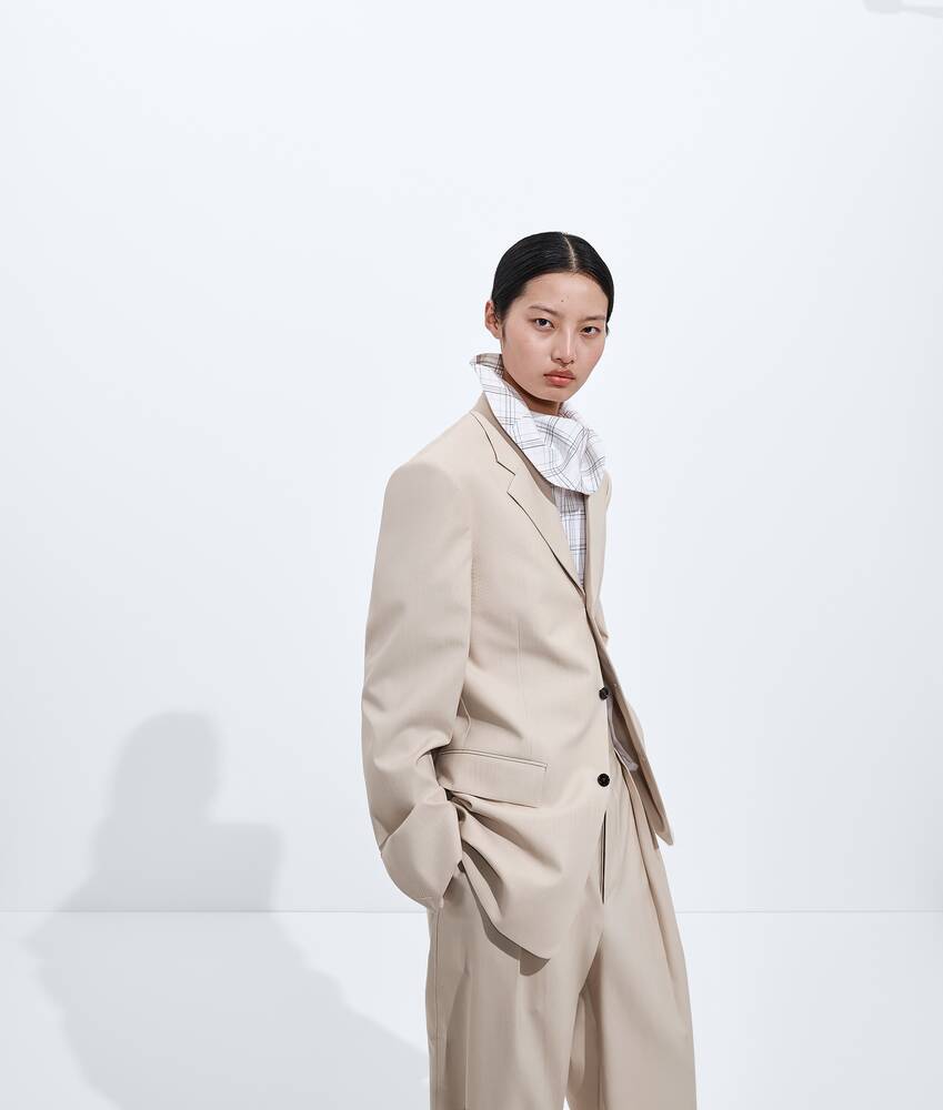 보테가베네타 여성 울 & 코튼 재킷 (베이지/라이트 블루) 871427V6NB02512
