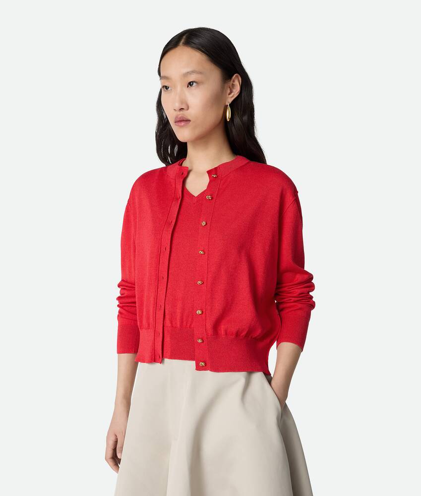 Women's Cotton And Viscose Twinset in Cherry tomato Bottega Veneta Qatar EN - Image 5