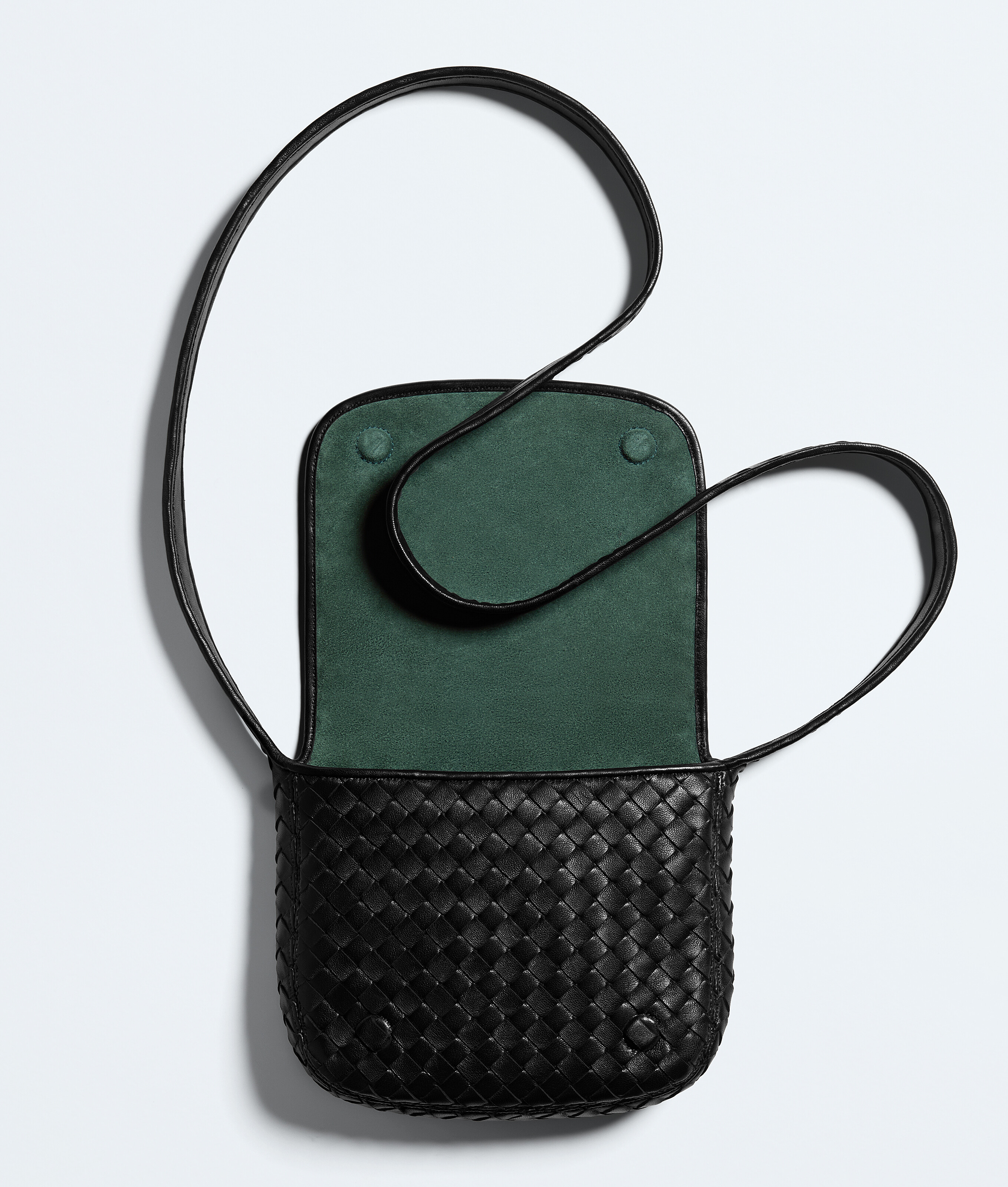 Men's Mini Veneto Flap Messenger in Black Bottega Veneta France EN - Image 6