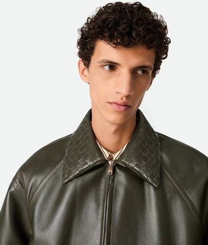 Men's Leather Blouson in Dark forest Bottega Veneta Poland EN - Image 5