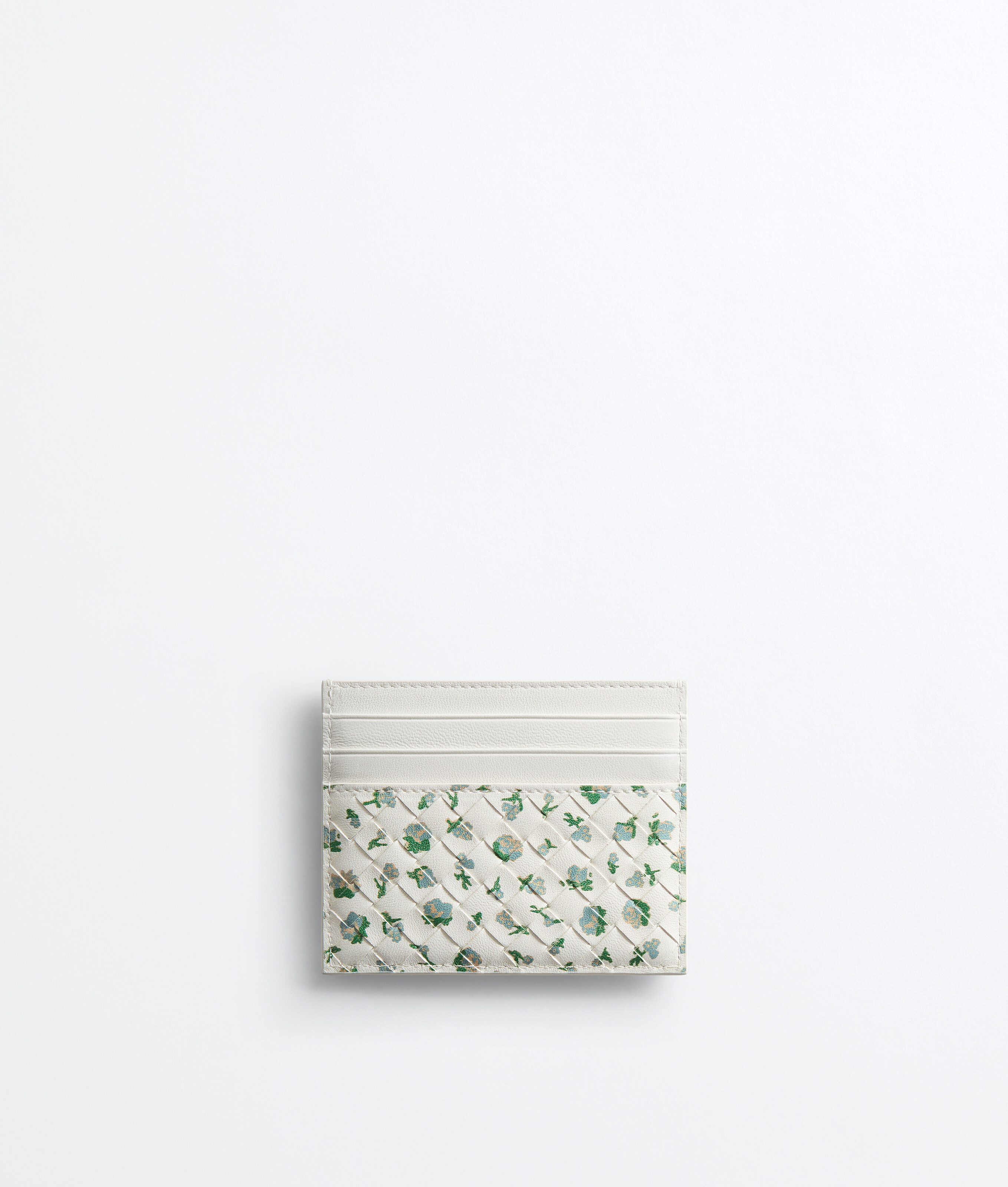 Women's Intrecciato Piccolo Credit Card Case in Alabaster/flower Bottega Veneta Kuwait EN - Image 2