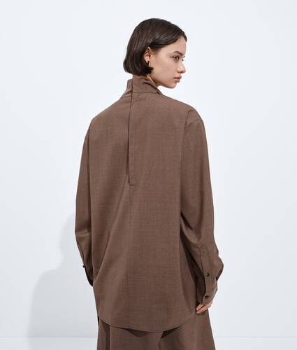 Women's Light Wool Toile Blouse in Camel melange Bottega Veneta Belgium EN - Image 3