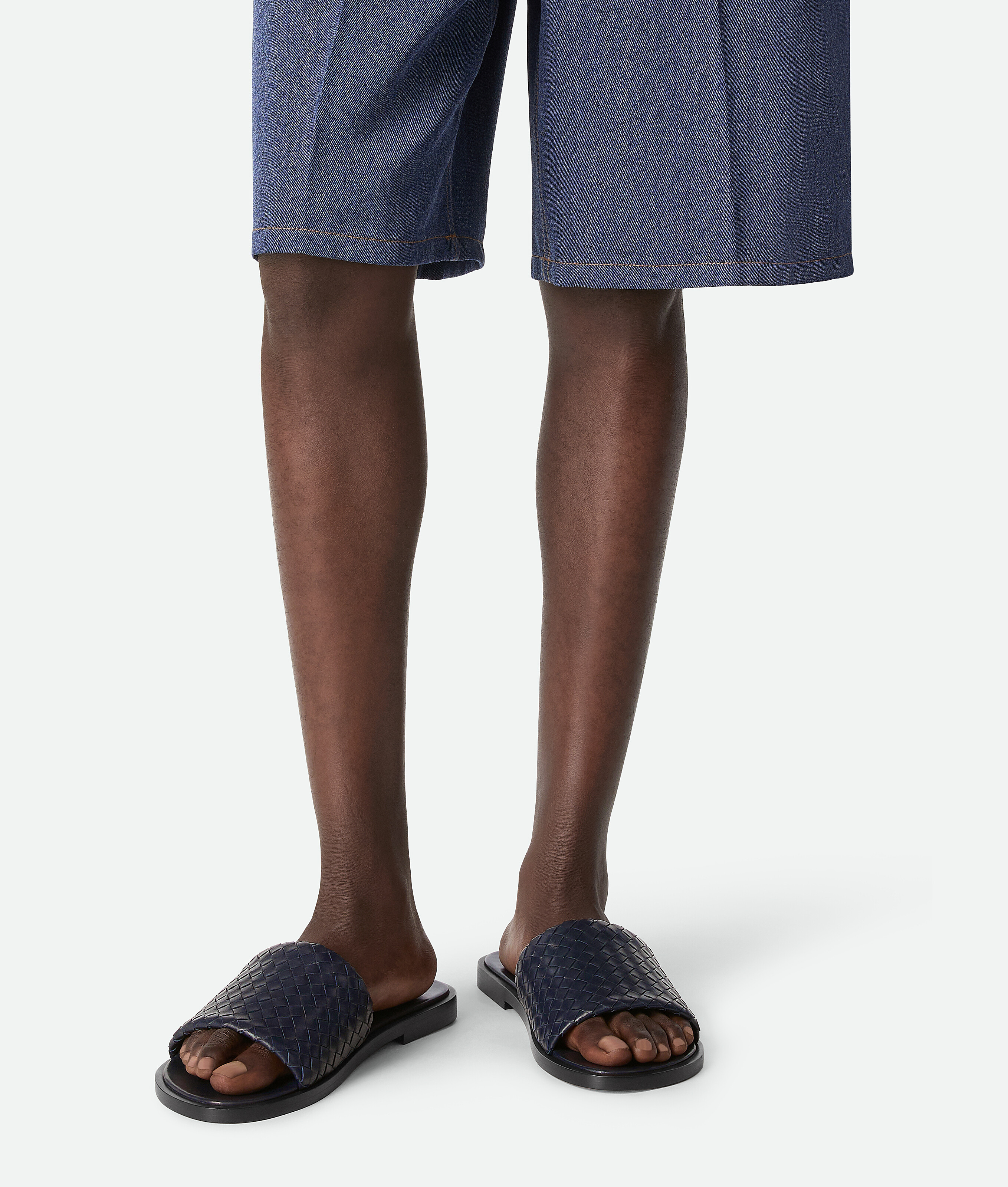 Bottega Veneta Nappa Leather Slippers Strap Woven In Black