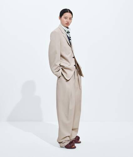 Women's Wool And Cotton Jacket in Beige/light blue Bottega Veneta United States EN - Image 4