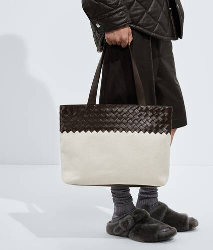 Men's Small Intrecciato Zipped Tote in Natural/fondant Bottega Veneta Malta EN - Image 5
