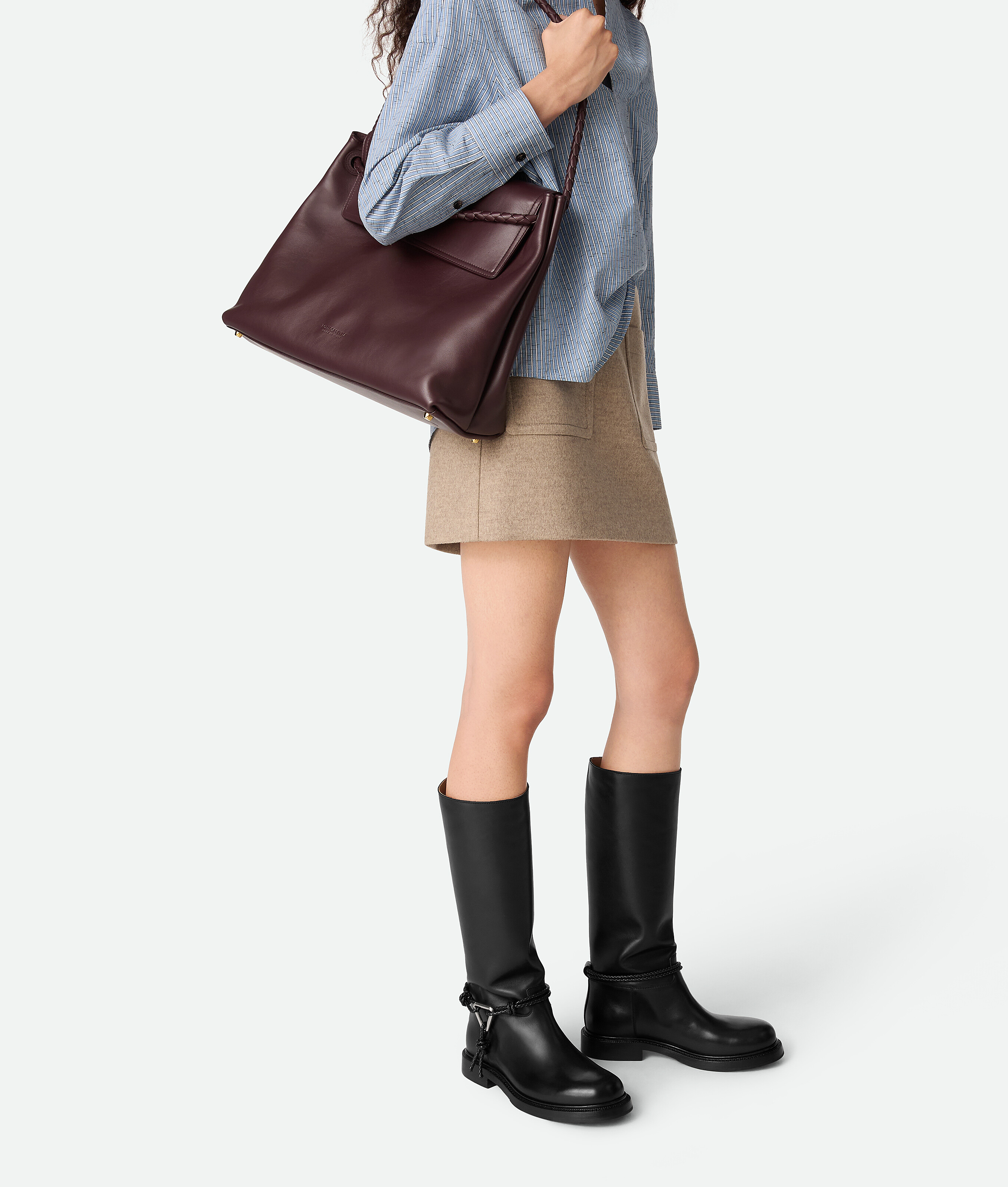 Bottega Veneta James Intrecciato-trimmed Leather Knee Boots In Black