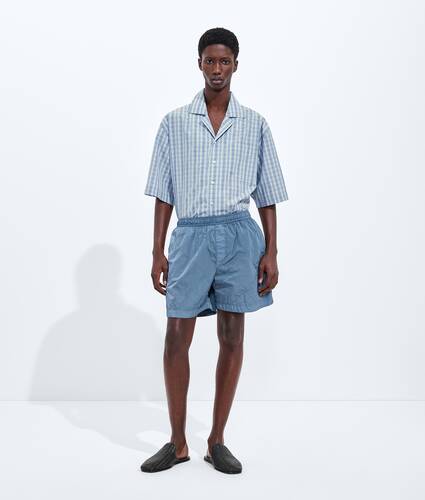 Men's Crinkled Nylon Swim Shorts in Utility blue Bottega Veneta Qatar EN - Image 1