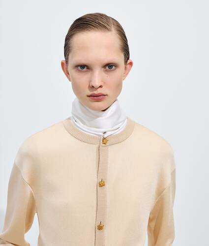 Cardigan en maille de soie double pour Femme en Prosecco/chalk Bottega Veneta France FR - Image 4
